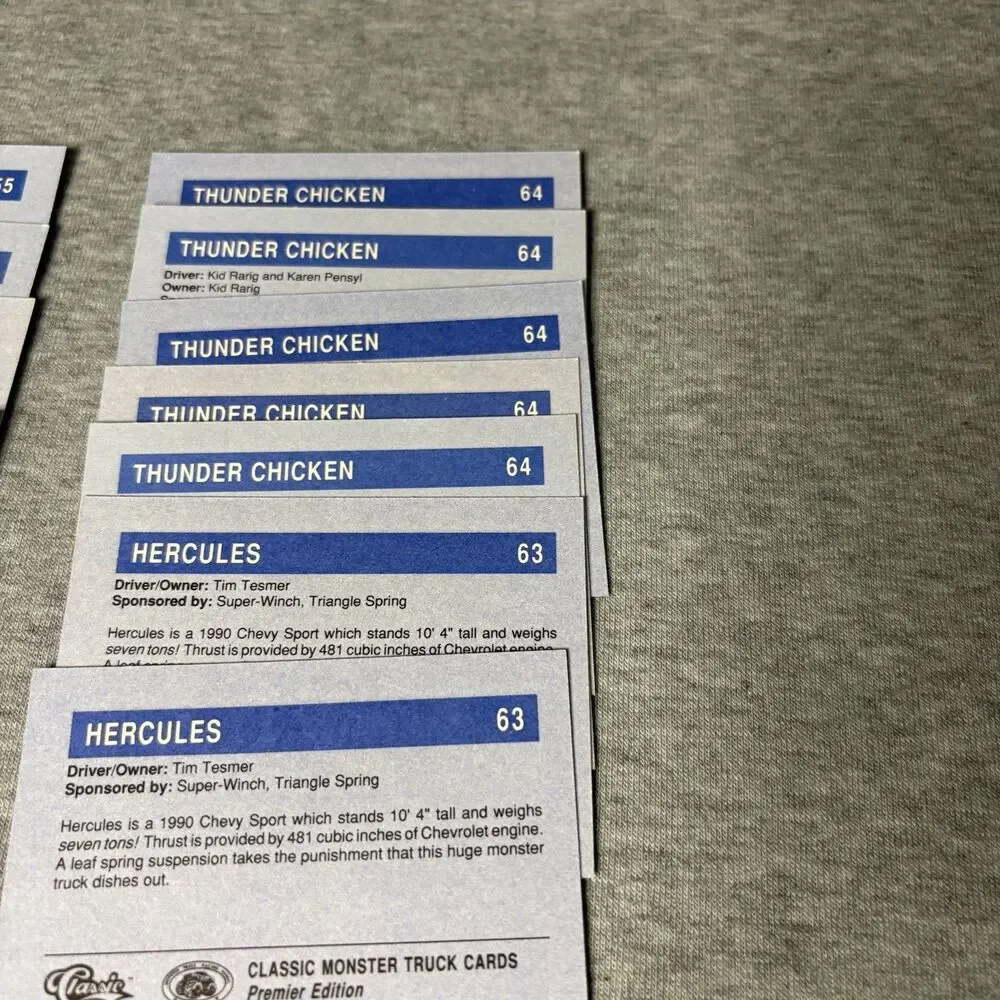 1990 Classic Monster Truck Cards Lot of 137 with Grave Digger Carolina Crusher‎